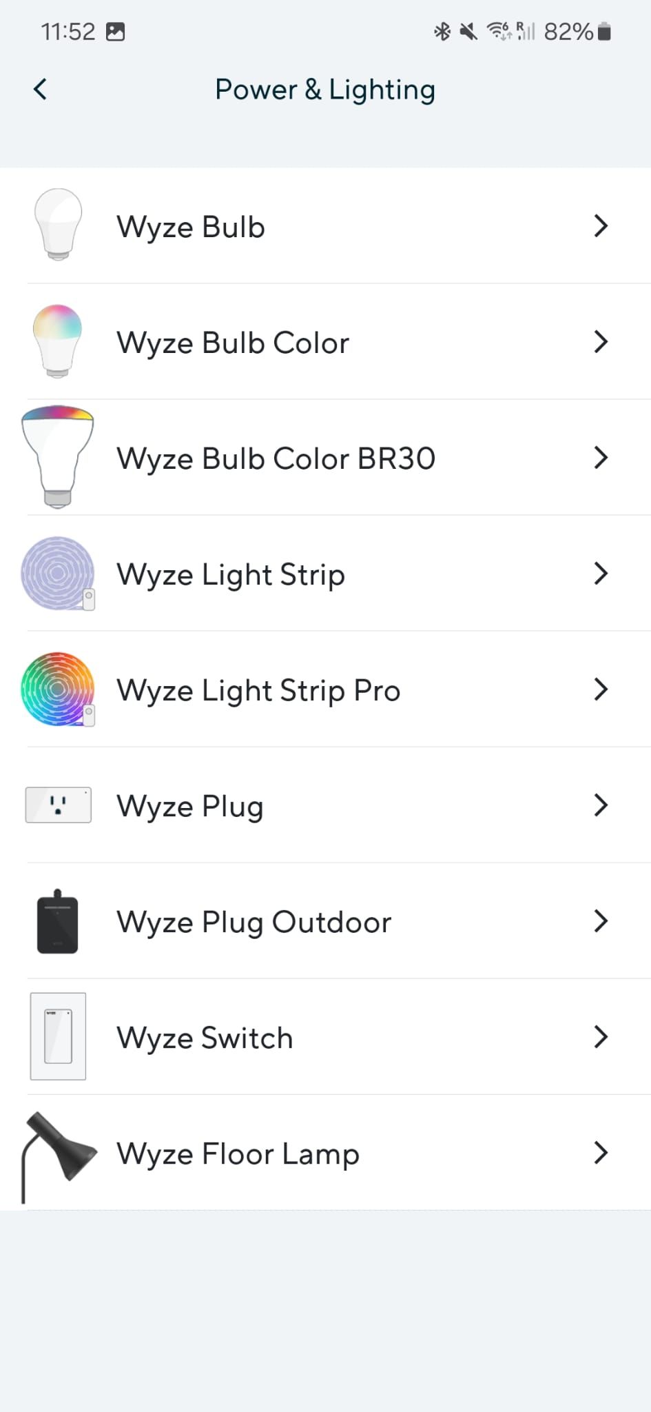لقطة شاشة لتطبيق Wyze تعرض إضافة الجهاز